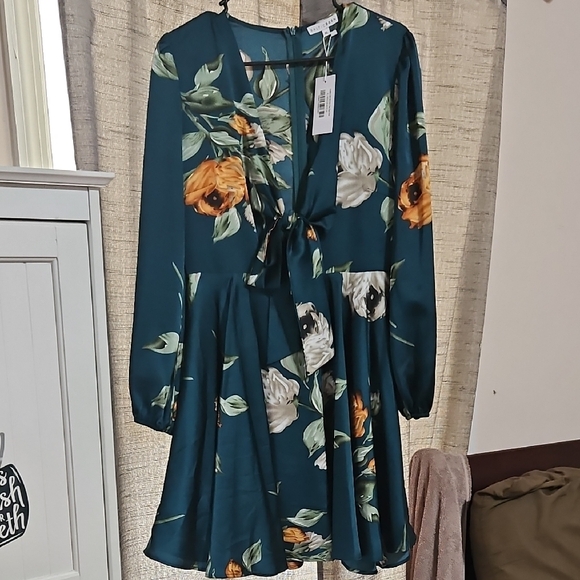 Baltic Born Teal Floral Mini Dress - Picture 2 of 2